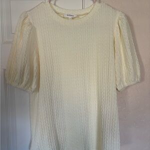 Bohme butter yellow Ribbed Puffed Sleeve Blouse